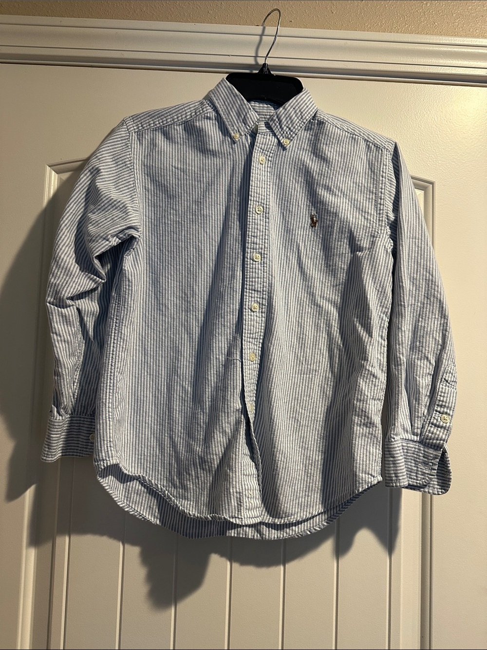 Polo by Ralph Lauren Light Blue and White Striped Button-Down Shirt
